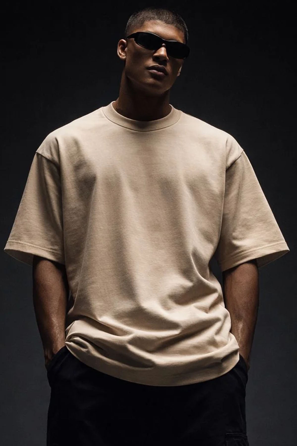 FRESHCORE Ivory Cream oversized tee front view – premium blank oversized T-shirt for clothing brands