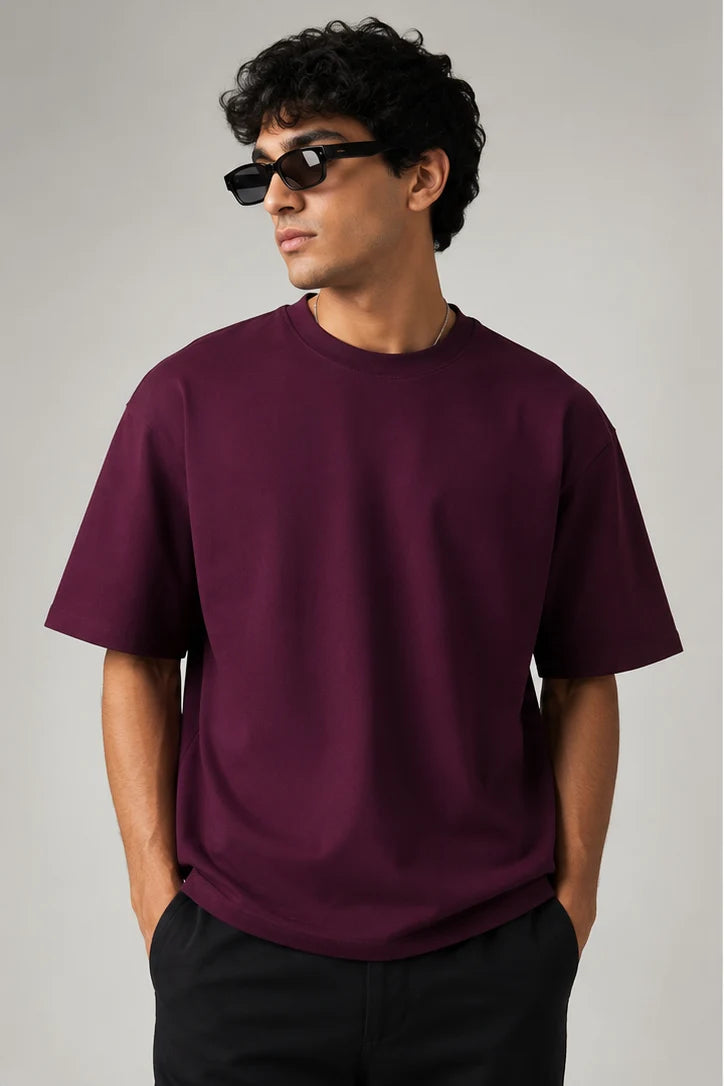 FRESHCORE WINE oversized blank T-shirt front view for clothing brands