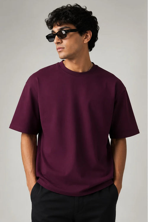 FRESHCORE WINE oversized blank T-shirt front view for clothing brands